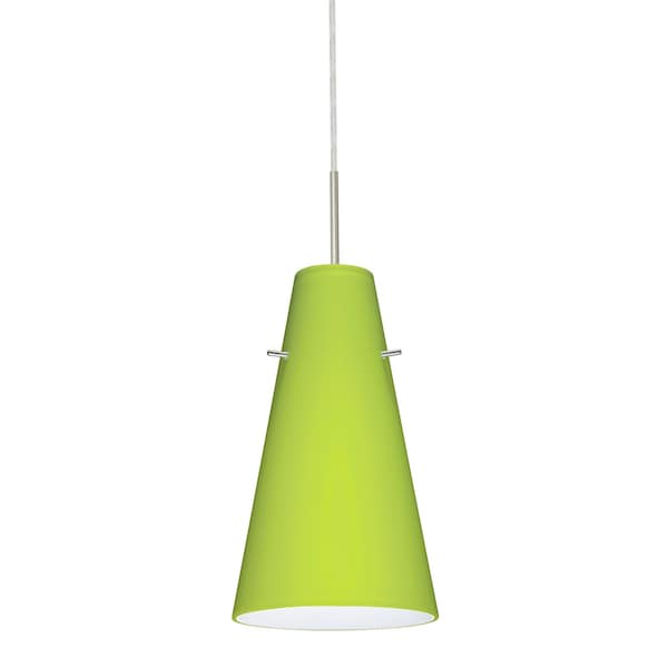 Besa Lighting Cierro Cord Pendant, Chartreuse, Satin Nickel Finish, 1x100W Incandescent 1JT-412435-SN - main
